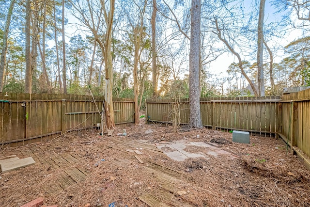 view of yard with a fenced backyard