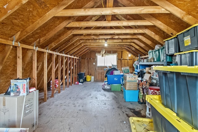 view of unfinished attic