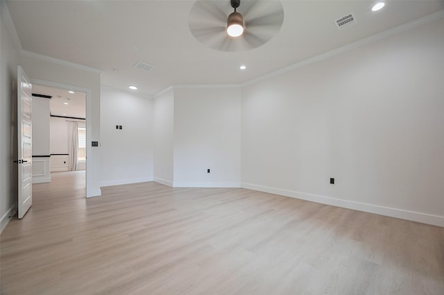 11706 Walden Rd, Montgomery, TX 77356 - spare room featuring recessed lighting, ceiling fan, visible vents, and light wood-type flooring