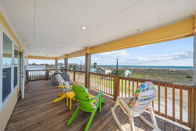 deck with a water view