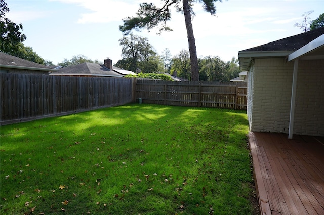 view of yard featuring a fenced backyard