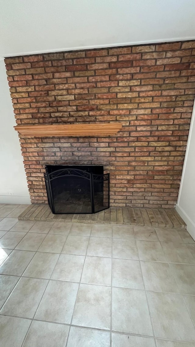 interior details featuring a fireplace