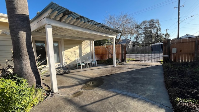 exterior space with a gate and fence