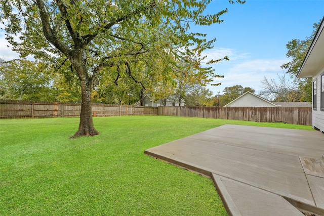 view of yard featuring a fenced backyard