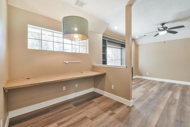 18 Valley Mead Pl, Conroe, TX 77384 - bathroom with plenty of natural light, wood finished floors, ceiling fan, and recessed lighting