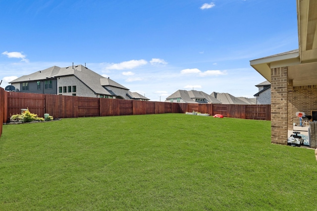 view of yard with a fenced backyard