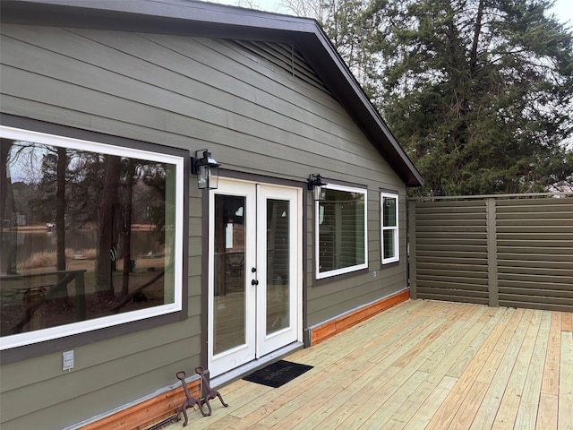 wooden deck with french doors
