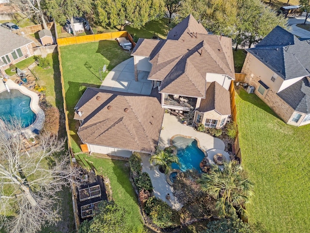 drone / aerial view with a residential view