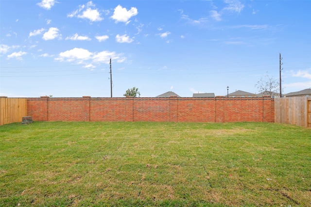 view of yard featuring a fenced backyard