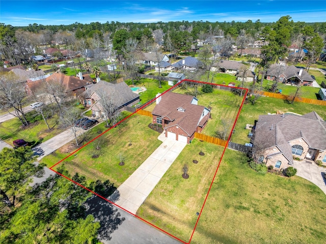 drone / aerial view with a residential view