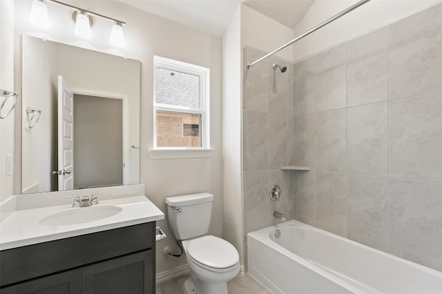full bathroom with toilet,  shower combination, and vanity