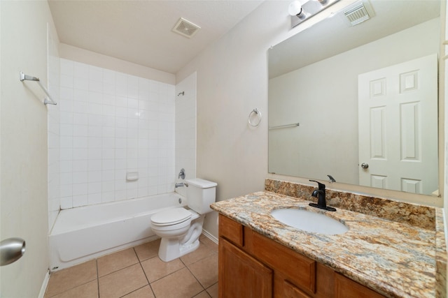 full bath featuring tile patterned flooring, toilet, vanity, and visible vents