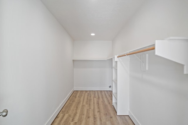 spacious closet featuring light wood-style floors