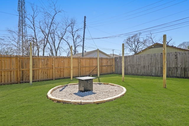 view of yard with a fenced backyard