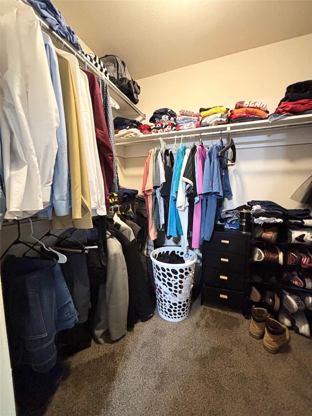 spacious closet with carpet floors