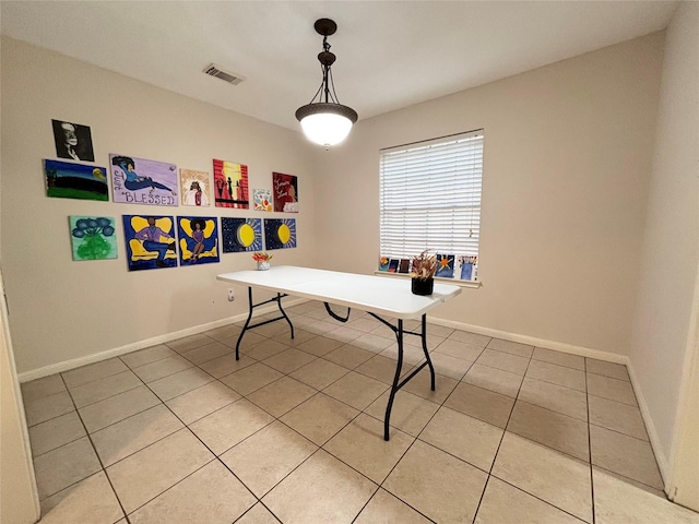 playroom featuring light tile patterned floors, visible vents, and baseboards