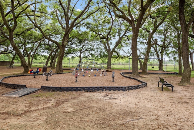 community jungle gym with fence