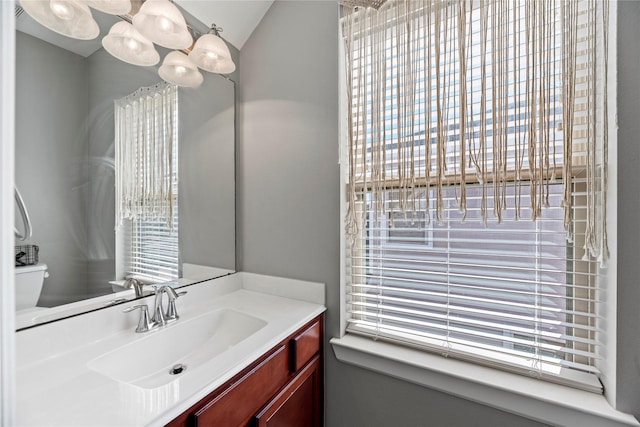 bathroom with toilet and vanity