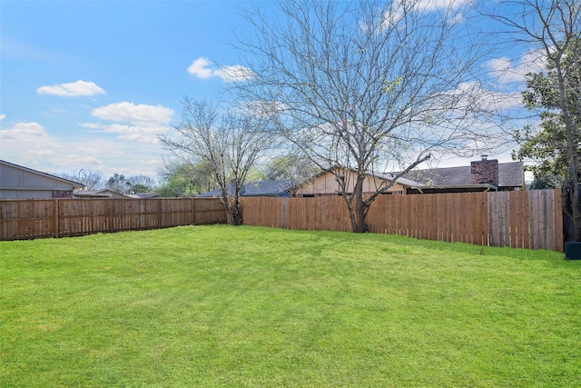 view of yard featuring a fenced backyard