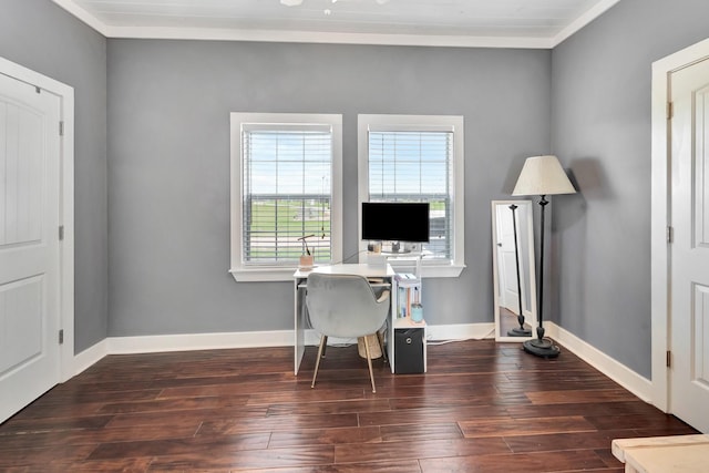11 Enchanted Ln, Port Alto, TX 77979 - office area with wood finished floors and ornamental molding