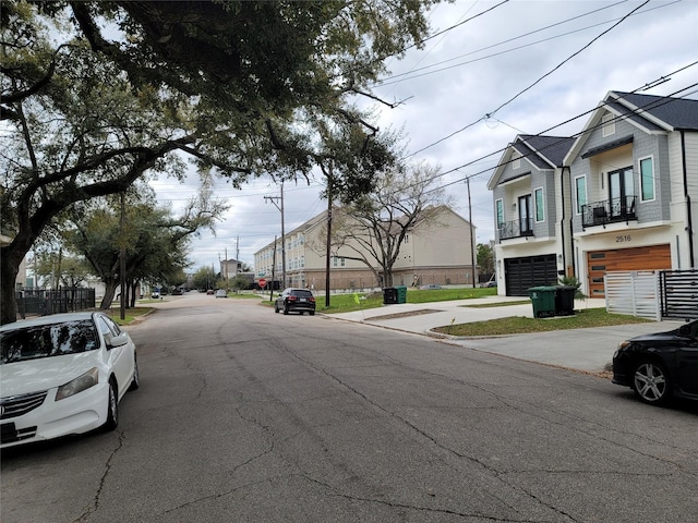 view of road with a residential view