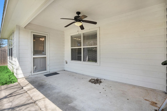 view of patio / terrace featuring a ceiling fan