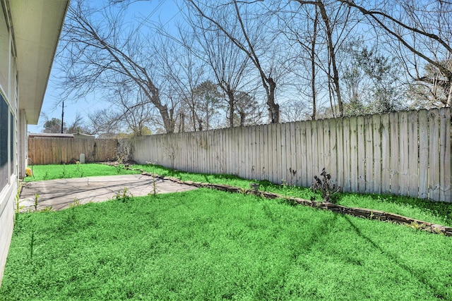 view of yard featuring a fenced backyard