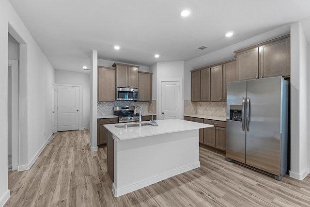 kitchen with visible vents, light wood finished floors, a sink, appliances with stainless steel finishes, and light countertops