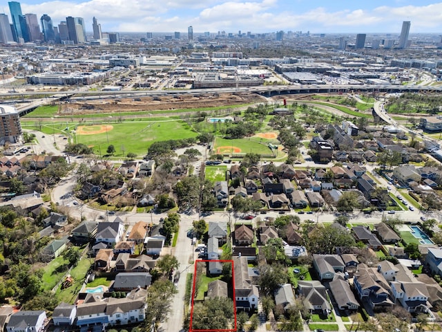 drone / aerial view with a view of city