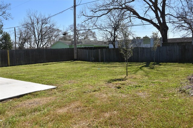 view of yard with a patio area and a fenced backyard