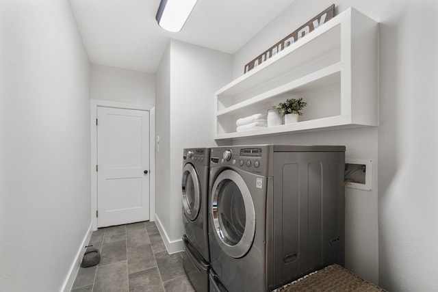 laundry room with washer and clothes dryer, laundry area, and baseboards