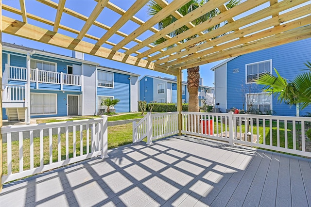 wooden terrace featuring a pergola