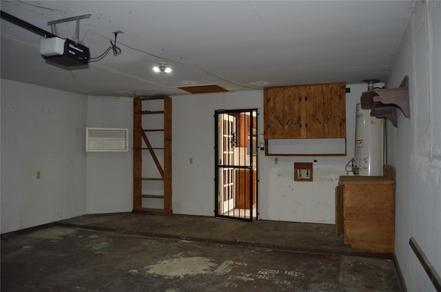 garage featuring gas water heater and a garage door opener