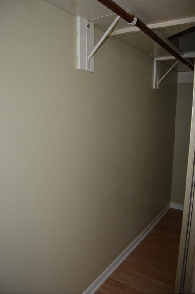 walk in closet featuring wood finished floors