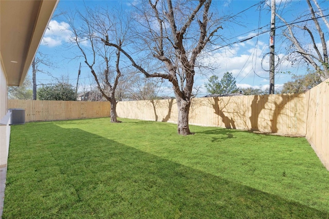 view of yard featuring a fenced backyard