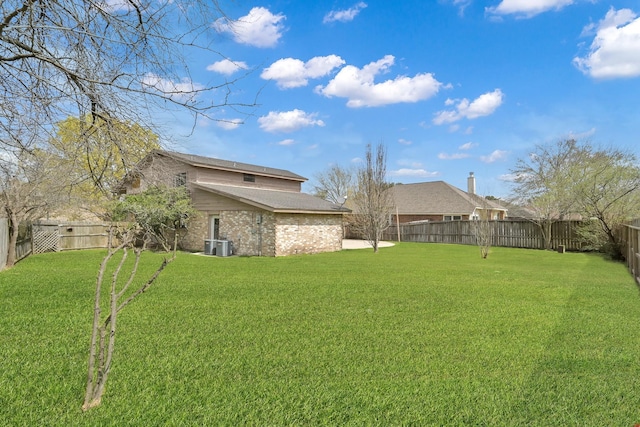 view of yard with a fenced backyard