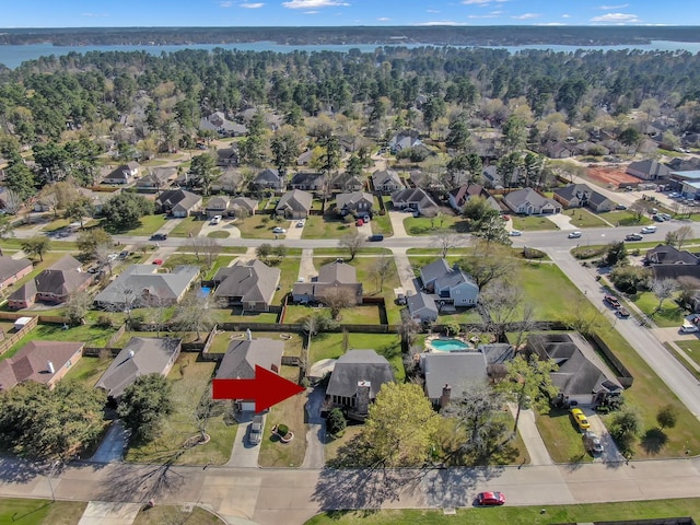 drone / aerial view with a residential view