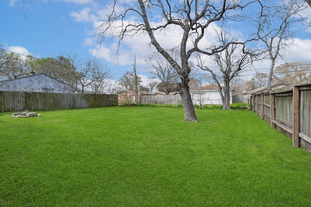 view of yard featuring a fenced backyard