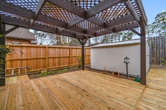 wooden deck with a pergola and fence