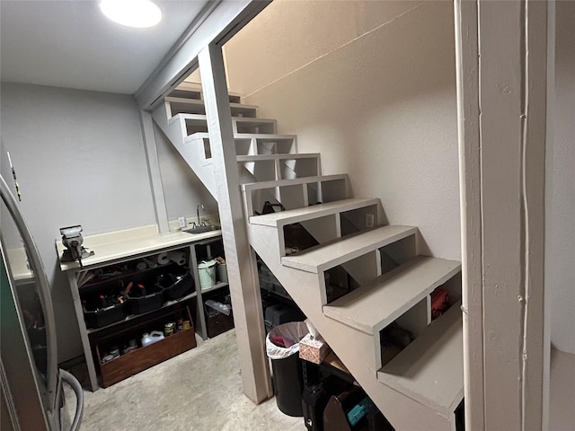 wine room featuring concrete floors