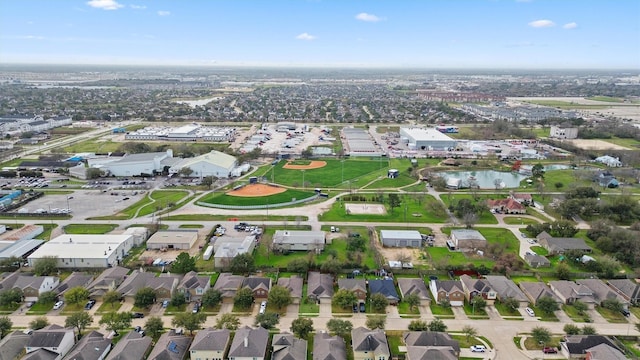 aerial view with a residential view and a water view