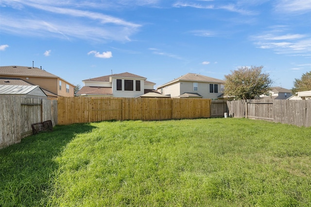 view of yard with a fenced backyard