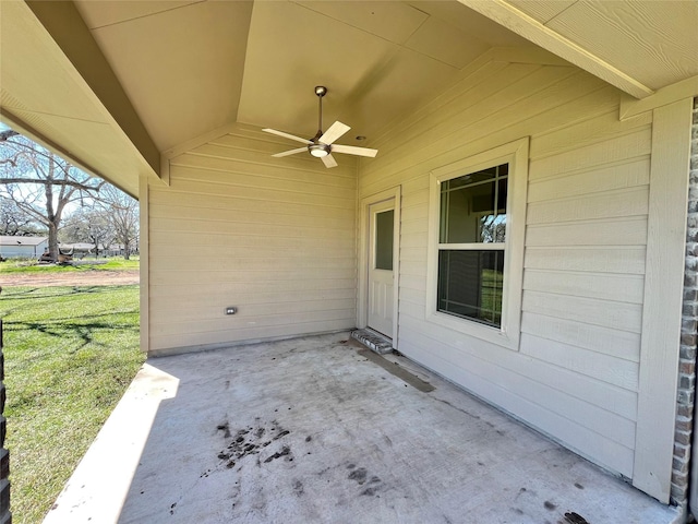 view of patio / terrace featuring a ceiling fan