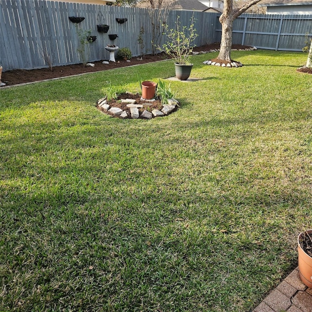 view of yard featuring a fenced backyard