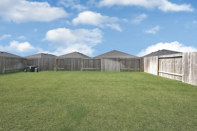 view of yard with a fenced backyard