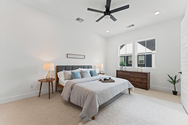 8305 Springwood Creek Ln, Houston, TX 77055 - bedroom with carpet flooring, recessed lighting, and a ceiling fan