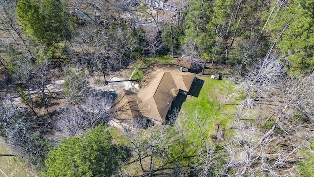 aerial view with a wooded view