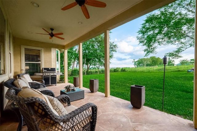 view of patio featuring grilling area and an outdoor living space