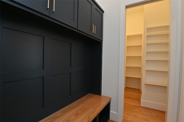 mudroom featuring light wood finished floors