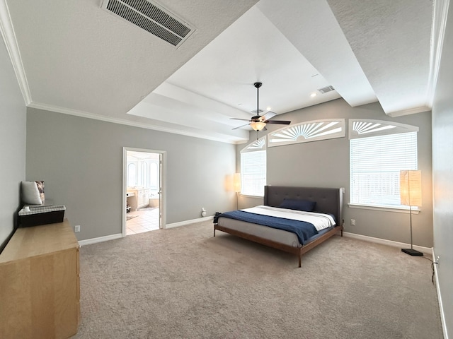 bedroom with visible vents, multiple windows, baseboards, and carpet floors